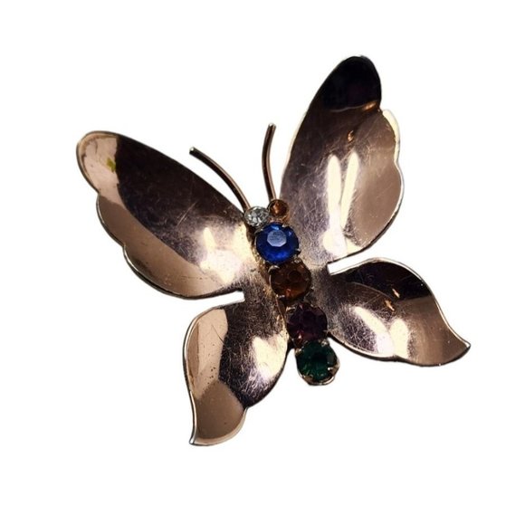 Vintage Signed Coro Craft Sterling Butterfly Brooch (A3083) - Picture 2 of 4